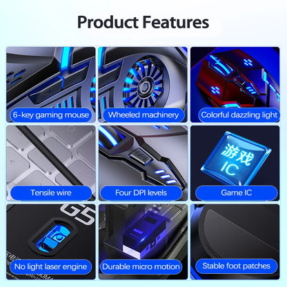 UTHAI G5 Six key 3200DPI wired illuminated gaming mouse, e-sports mechanical mute computer accessories