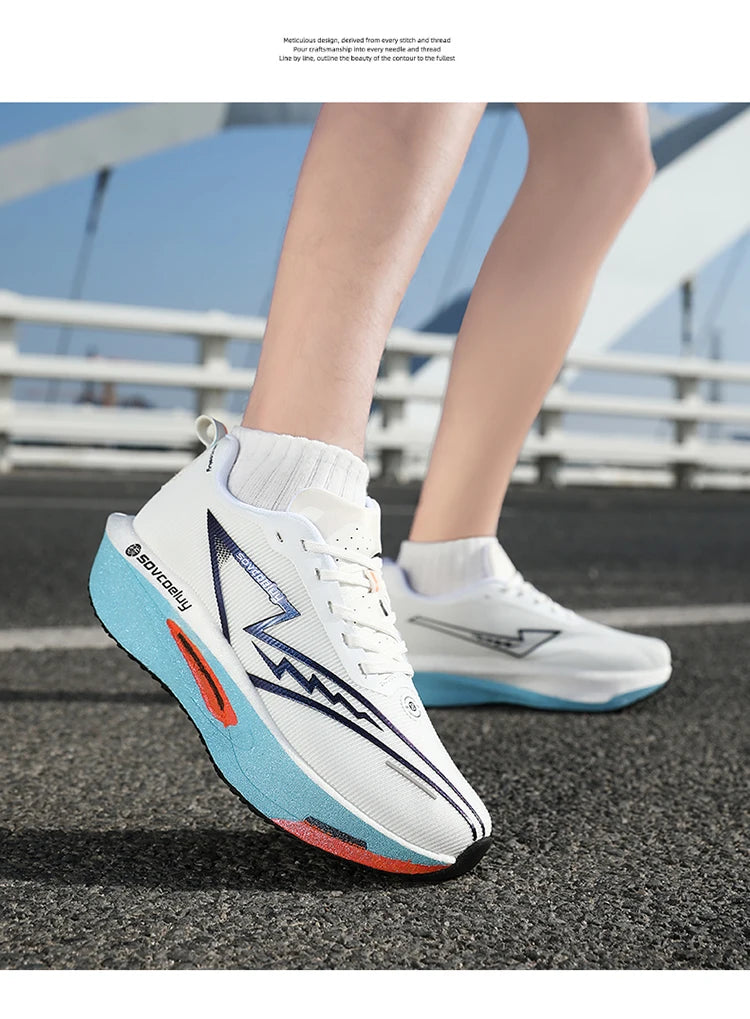 Sapatilhas de corrida com placa de carbono, especialidade maratona, para homem e mulher, desportivas, respiráveis, leves, confortáveis, atléticas e antiderrapantes
