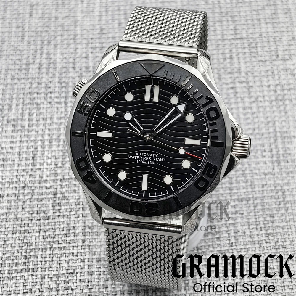 Gramock New 007 NTTD Wristwatch 41mm Men Mechanical Watch Automatic Watch Domed Sapphire Glass Luminous Diving Steel NH35/PT5000