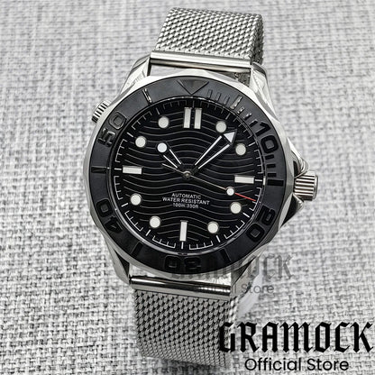 Gramock New 007 NTTD Wristwatch 41mm Men Mechanical Watch Automatic Watch Domed Sapphire Glass Luminous Diving Steel NH35/PT5000