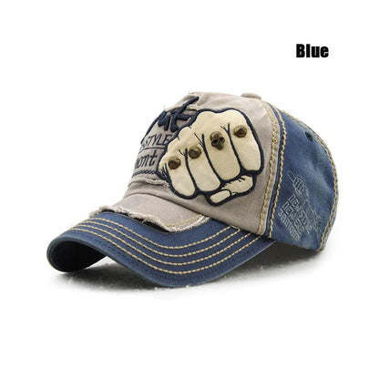 Fashion Baseball Cap Sports Outdoors Casual Cap Sun Hat Gorras Hip Hop Caps On Size Adjustable unisex Fist Rivet Patche