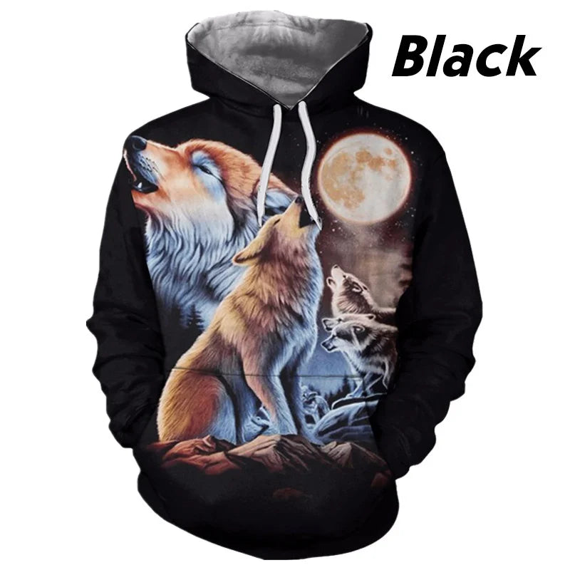 Europäischer und amerikanischer Bestseller: 3D-bedruckter Wolf-Hoodie, modischer langärmliger Pullover, cooler Animal-Sweatshirt mit Persönlichkeit
