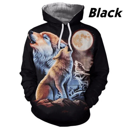 Europäischer und amerikanischer Bestseller: 3D-bedruckter Wolf-Hoodie, modischer langärmliger Pullover, cooler Animal-Sweatshirt mit Persönlichkeit