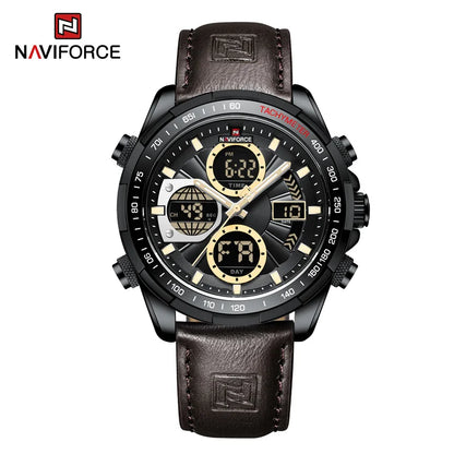 New NAVIFORCE Watches for Men Leather Mens Military Sport Waterproof Watch Quartz WristWatch Chronograph Male Clock