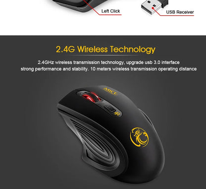 Novi bežični miš s podesivih 2000DPI, USB 3.0 prijamnikom, optički računalni miš 2.4GHz za gaming, ergonomskog dizajna za prijenosno računalo