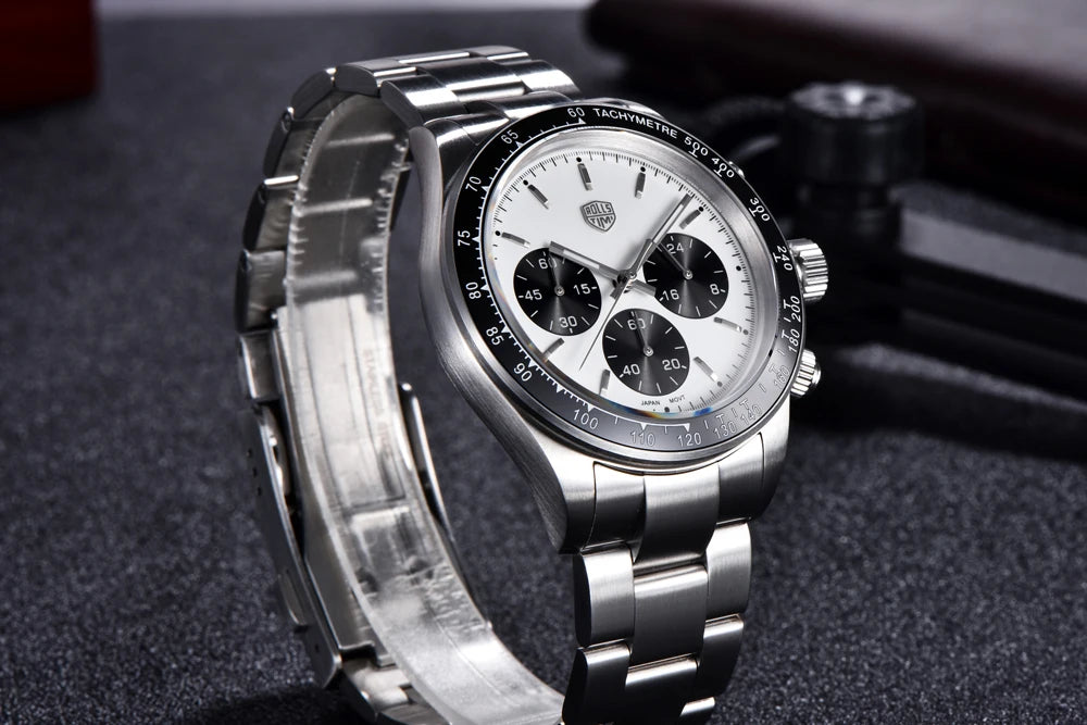 Pánské hodinky Rolls Timi Panda – křemenný chronograf, luxusní model, safírové sklo s antireflexní úpravou, vodotěsné, sportovní styl