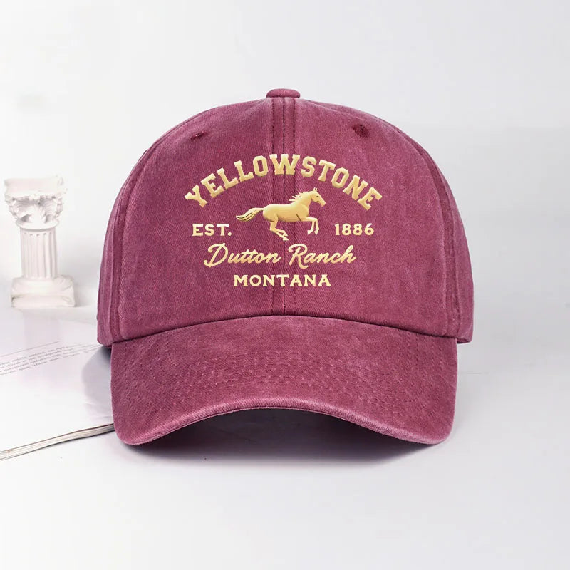 1pc Yellowstone Horse Print Washed Baseball Caps for Women Men Lightweight,Breathable,Adjustable Casual Wear Camping Yellowstone