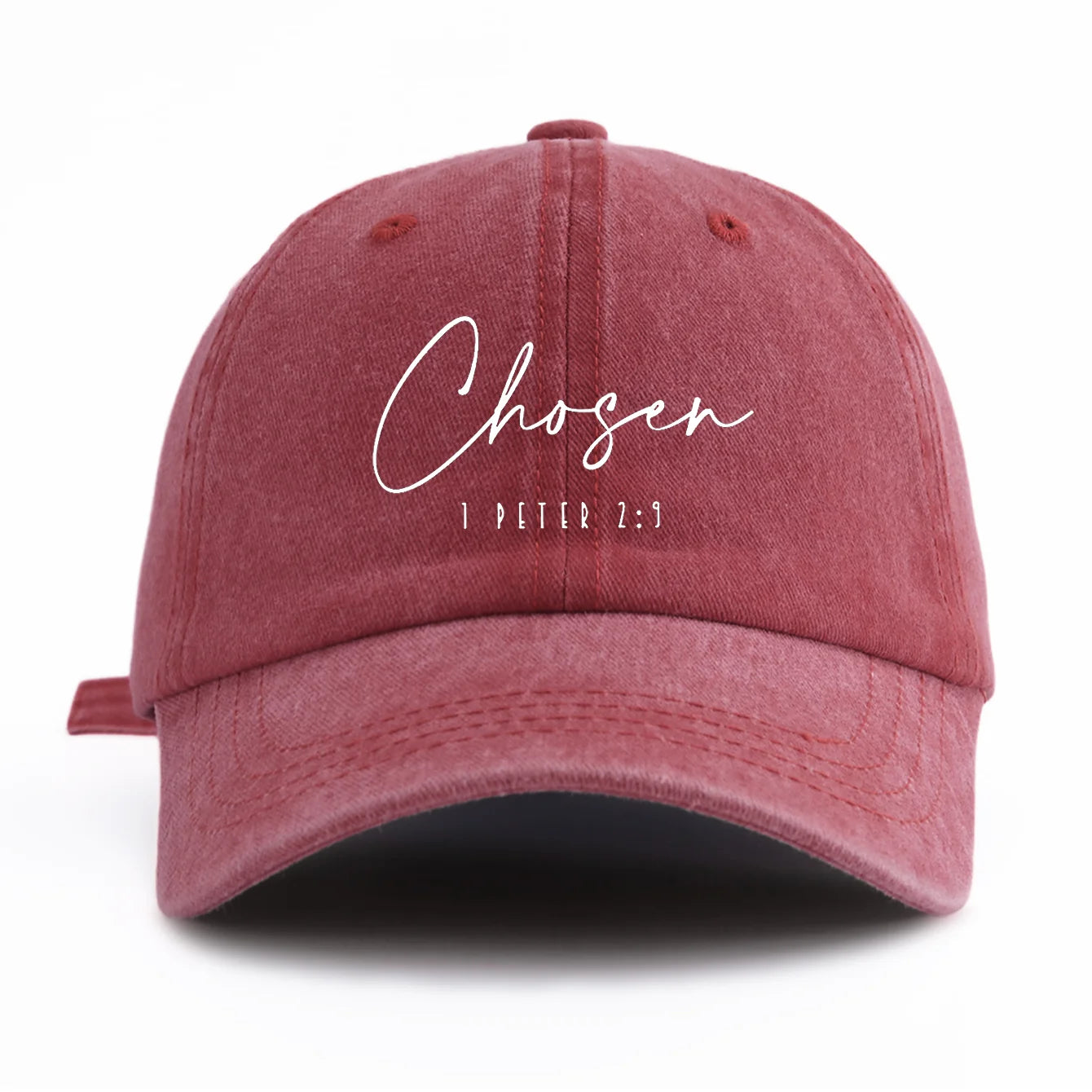 1pc CHOSEN Print Washed Baseball Cap for Adults,  Minimalist Retro Style Casual Soft Adjustable Dad Hat, Perfect As Gift