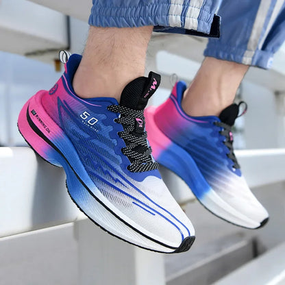Herren-Sportschuhe – professionelle, gedämpfte Laufschuhe mit Carbonplatte, atmungsaktive Schnür-Sneaker für Freizeit, Marathon und Training
