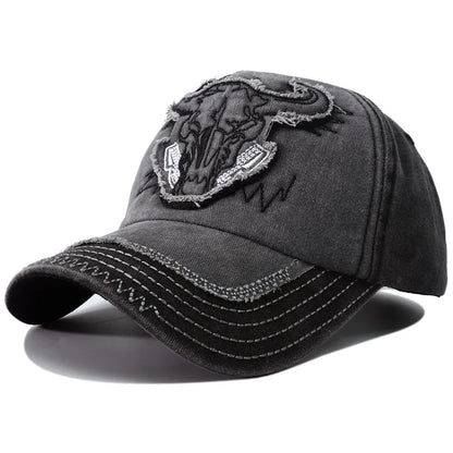 Hip Hop Vintage vypraná džínsová bejzbalová čiapka Casquette Homme s výšivkou býčej hlavy Y2k Snapback Dad Hats pre ženy a mužov