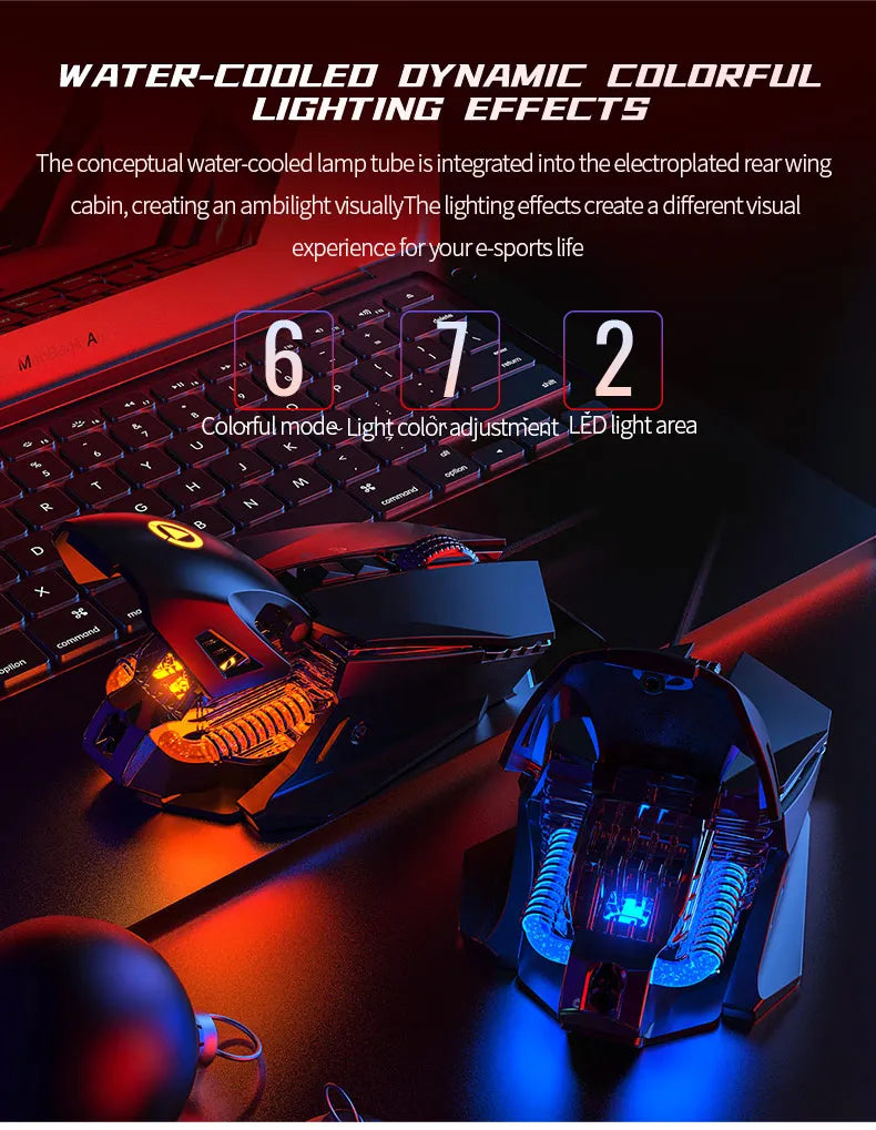 Kabelgebundene RGB-Esports-Gaming-Maus mit Hintergrundbeleuchtung, 200-7200 DPI einstellbar, USB-Kabelanschluss für PC, Laptop und FPS-Spiele