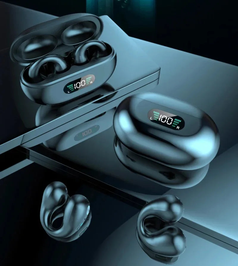 Casque Bluetooth Lenovo à clip d'oreille avec autonomie ultra-longue, casque à conduction osseuse supra-auriculaire à réduction de bruit