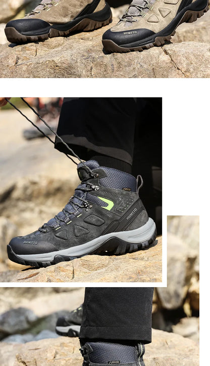 HUMTTO Sapatilhas de Caminhada Impermeáveis para Homem, Botas de Caça Táticas de Deserto, Botas de Trekking pelo Tornozelo para Homem e Mulher, Quentes em Couro