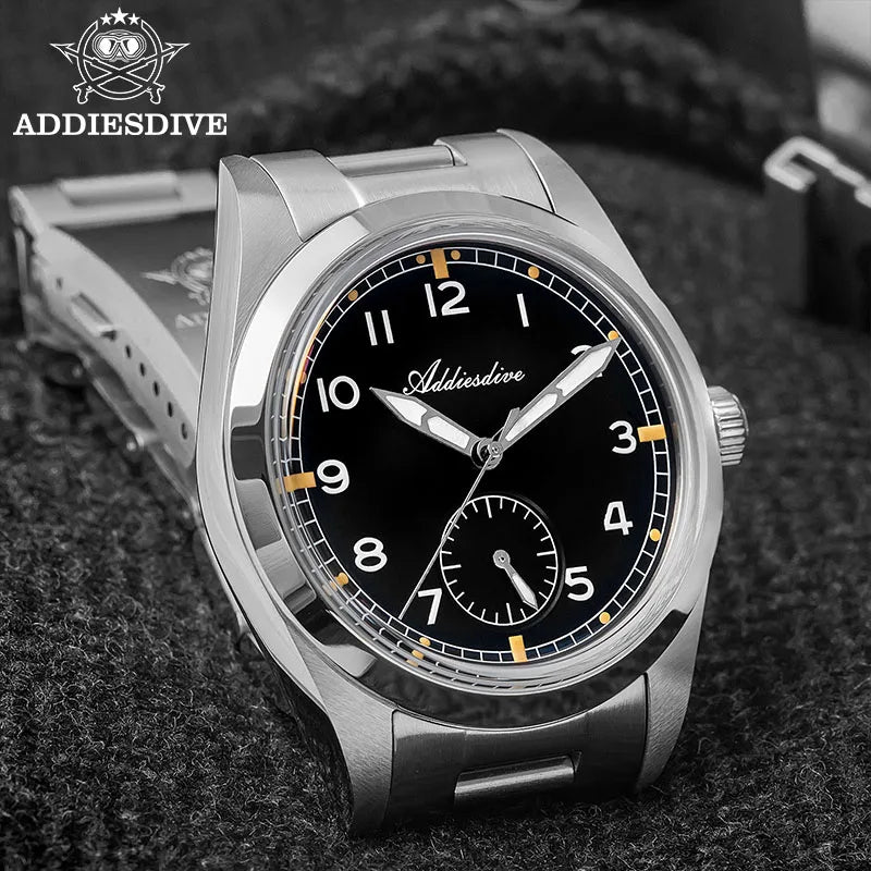 Relógio de quartzo ADDIESDIVE 36mm para homem VH60, luminoso BGW9, vidro em cúpula tipo bolha, resistente à água 10Bar, em aço inoxidável