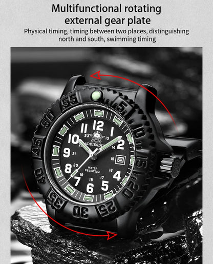 ADDIESDIVE 2023 Men's Sports Watch Military Sports Luxury Rotating Bezel Luminous Watch Nylon Strap 50m Waterproof Quartz Watch