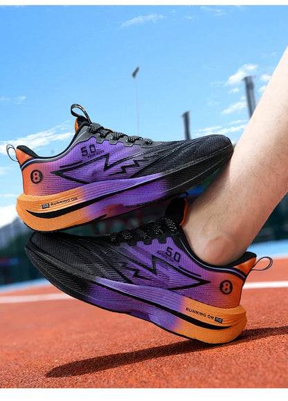 Herren-Sportschuhe – professionelle, gedämpfte Laufschuhe mit Carbonplatte, atmungsaktive Schnür-Sneaker für Freizeit, Marathon und Training