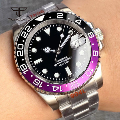 Tandorio 40mm Men's Automatic Watch Date Mechanical Miyota8215/PT5000 Movt Sapphire Business Waterproof Wristwatch Screw Crown