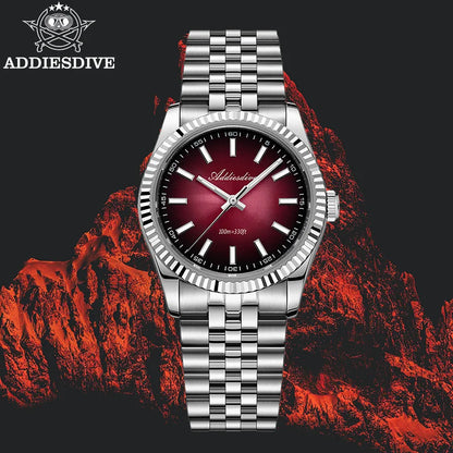 Reloj para hombre ADDIESDIVE AD2073, cristal de zafiro, 36mm, VH31, esfera sunburst, cuarzo, 10Bar, impermeable para buceo, luminoso