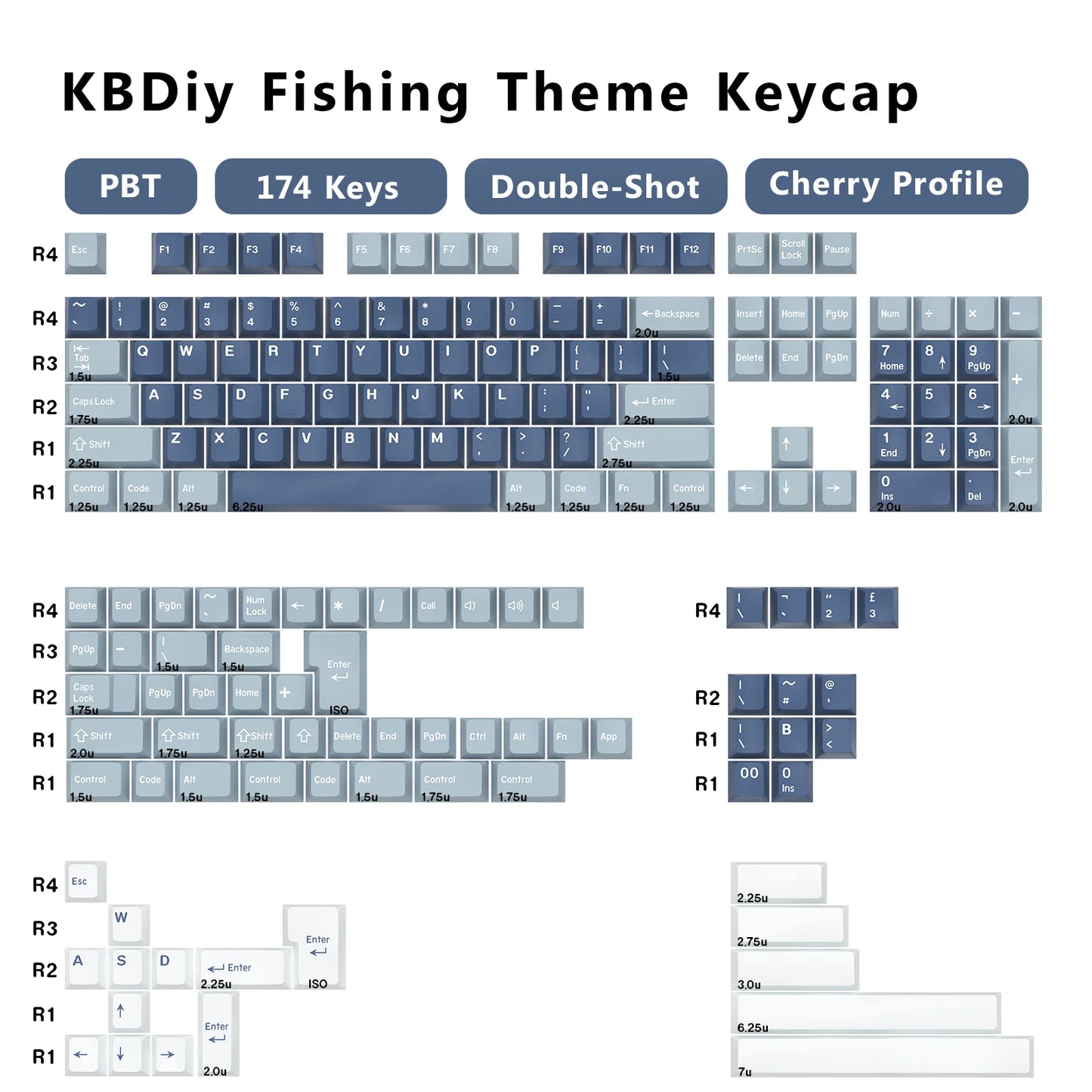 KBDiy 174 tasti/set keycap PBT GMK Apollo double shot minimalisti profilo ISO Cherry per tastiera meccanica da gaming compatibile MX