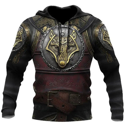 2023 New Autumn Men's Hoodie Wolf Print 3D Sweatshirts Urban Trendy All-Match Oversized Tops Poleron Hooded Clothes Men Clothing