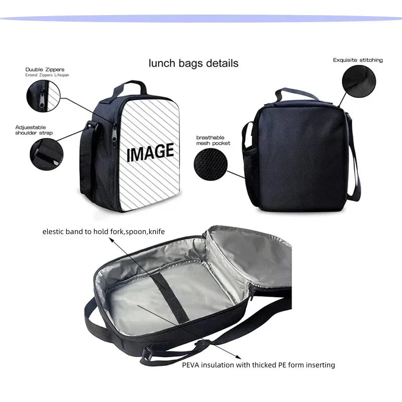 Child Insulated Large F-FortniteS Capacity Bag for Boy Hot Game Girl Student Outdoor Picnic Resuable Thermal Cooler Lunch Box