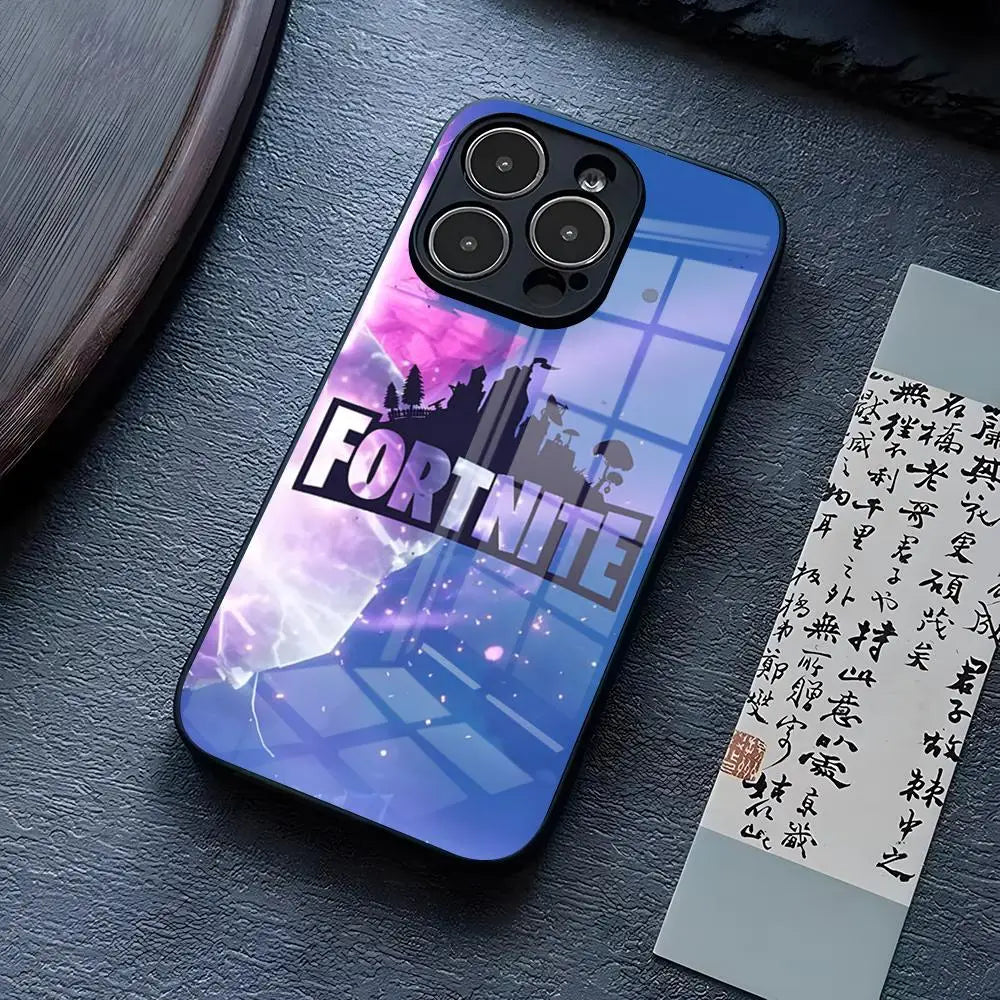 B-Battle-R-Royales-F-FortniteS Handyhülle für iPhone 17 Pro Max 15 Pro 14 12 11 13 Mini X XR XS 16 Plus SE Glas-Cover