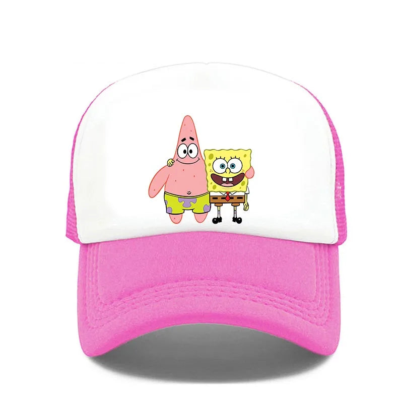 Módna roztomilá bejzbalová čiapka s potlačou SpongeBob, kreslená, pre mužov aj ženy, letná slnečná sieťovaná čiapka, anime, nastaviteľná slnečná clona, golfová čiapka, trucker čiapka
