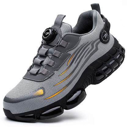 Chaussures de sécurité pour hommes et femmes, baskets de travail protectrices, bottes de sécurité verdes, chaussures Parker en acier à coussin d'air, perforation, taille 47, 48