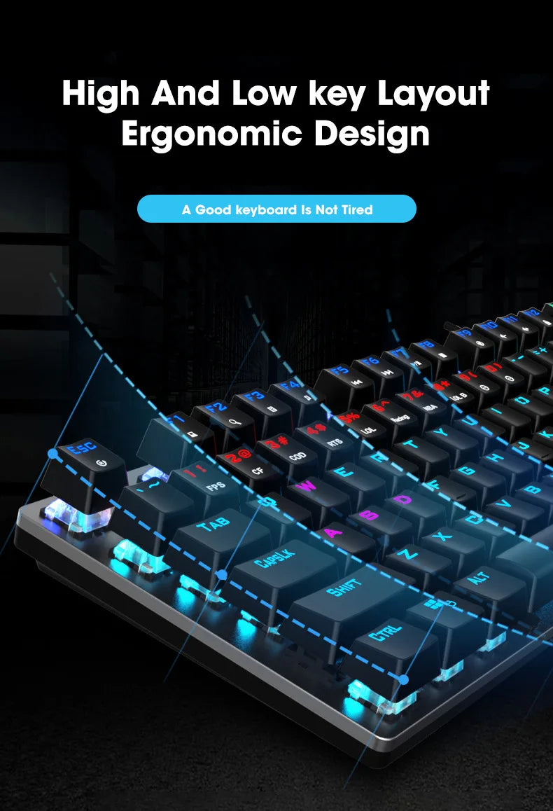 GK410 104 Full Keys Hot Swap Metal Panel Mechanical Keyboard RGB Light Green Black Tea Redaxis non-impact game computer keyboard