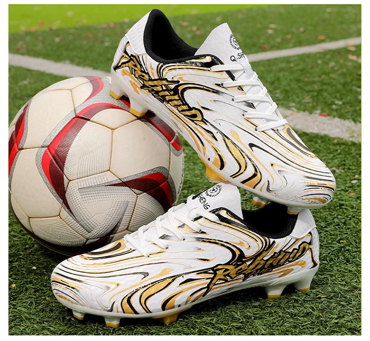 Chaussures de football pour hommes de haute qualité, sans lacets, couleur rose, modèle à enfiler, crampons antidérapants, chaussures de football pour garçons, modèles TF/FG pour l'entraînement, chaussures de football p
