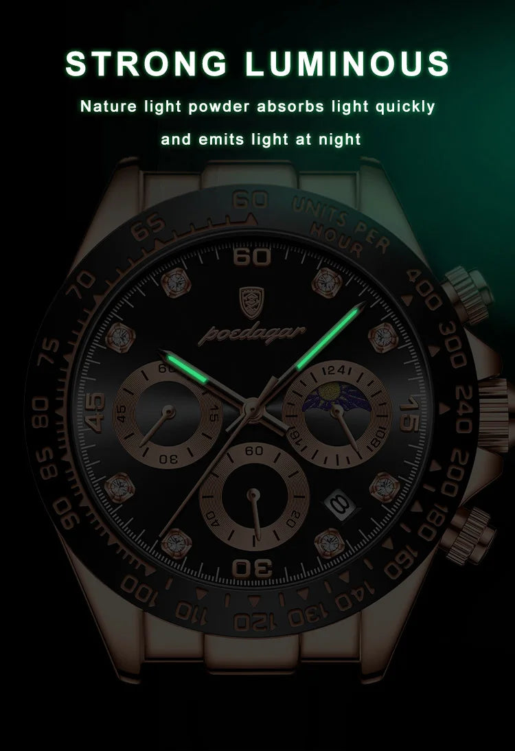POEDAGAR Fashion High Quality Luxury Men Wristwatch Waterproof Luminous Chronograph Date Quartz Men's Watch Outdoor Man Watches