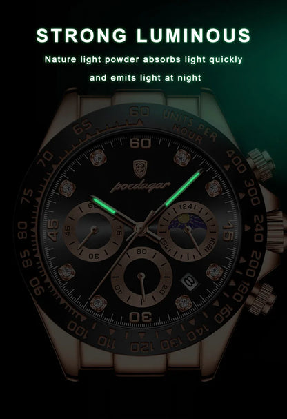 POEDAGAR Fashion High Quality Luxury Men Wristwatch Waterproof Luminous Chronograph Date Quartz Men's Watch Outdoor Man Watches