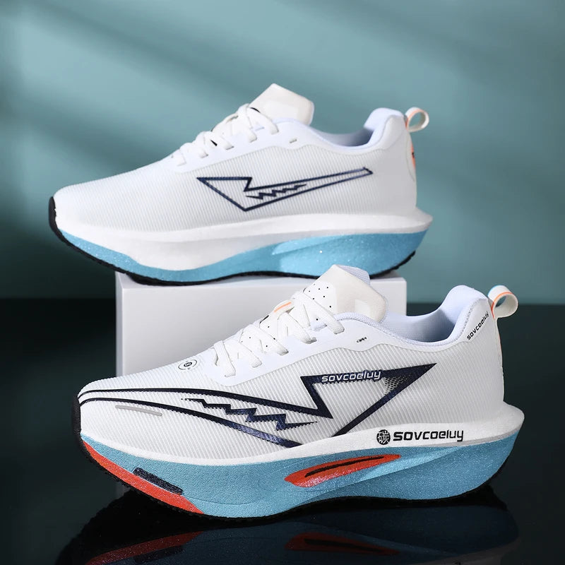 Sapatilhas de corrida com placa de carbono, especialidade maratona, para homem e mulher, desportivas, respiráveis, leves, confortáveis, atléticas e antiderrapantes