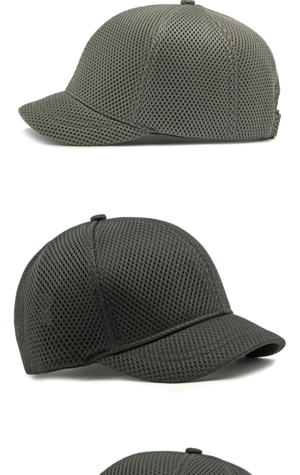 HT4828 5 cm Baseballkappe mit kurzer Krempe für Herren, 6-Panel-Baseballkappe, atmungsaktive Mesh-Trucker-Cap, Herren und Damen, einfarbig, schlichte Snapback-Cap
