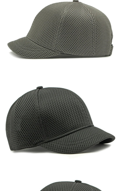 HT4828 5 cm Baseballkappe mit kurzer Krempe für Herren, 6-Panel-Baseballkappe, atmungsaktive Mesh-Trucker-Cap, Herren und Damen, einfarbig, schlichte Snapback-Cap