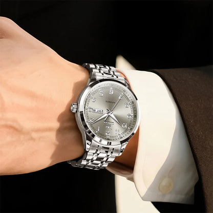 OLEVS Original Men's Fully Automatic Mechanical Watch Stainless Steel Calendar Week Men's Luminous Waterproof Business Watch