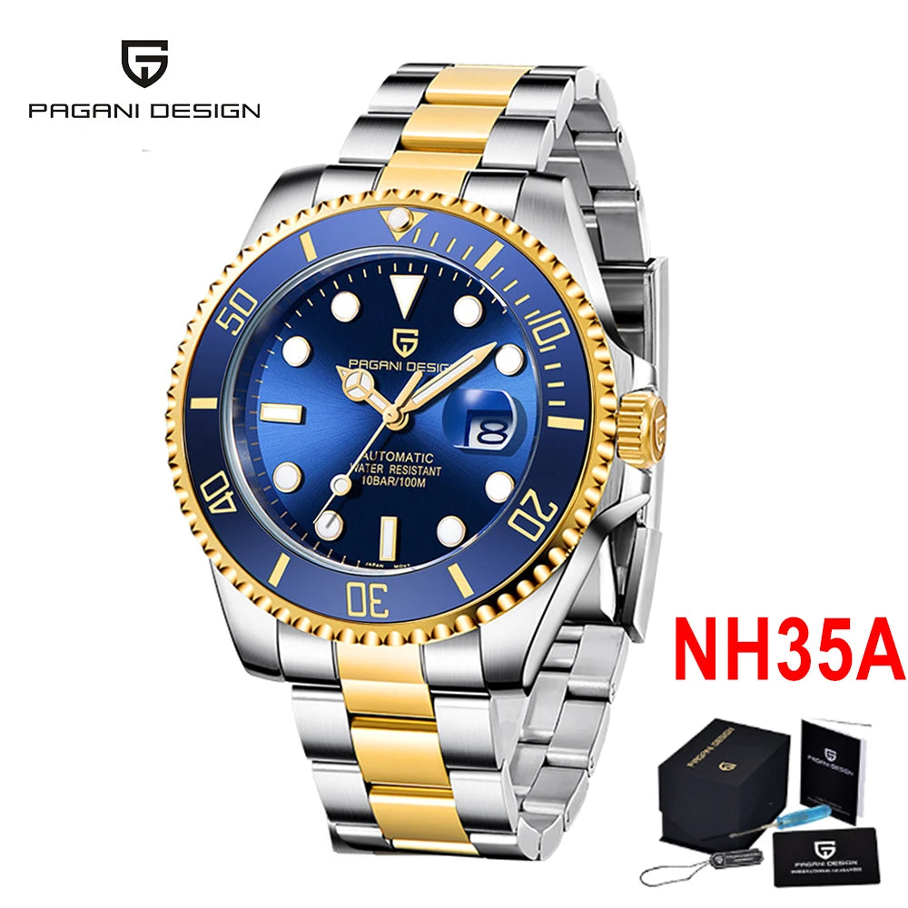 PAGANI DESIGN 2026 New Men's Watches Top Luxury Gold Automatic Mechanical Wrist Watch Men Stainless Steel Waterproof Men Watch