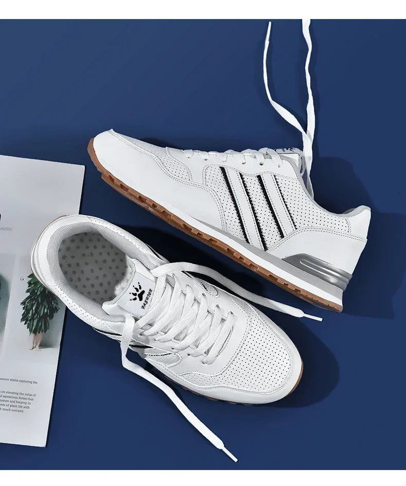 Autumn Sports Shoes Men's Flat Running White Durable Classic Casual Shoes Low Cut Trendy  Fashionable Hiking and Walking Shoes