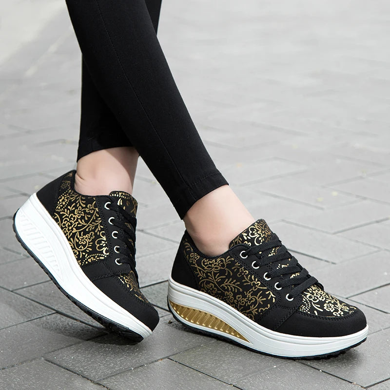 Damen-Leder-Sneaker, lässig, modisch und bequem – Plateau-Walking-Schuhe, Keilabsatz-Mokassins, atmungsaktive Loafer, Damenschuhe