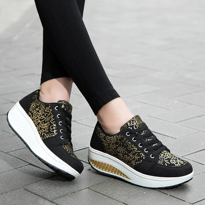 Damen-Leder-Sneaker, lässig, modisch und bequem – Plateau-Walking-Schuhe, Keilabsatz-Mokassins, atmungsaktive Loafer, Damenschuhe