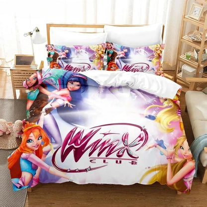 Anime W-Winx Clubs Duvet Cover Pillowcase Bedding Set Adult Boys Girls Bedroom Decoration Children Gift Single Double Large Size