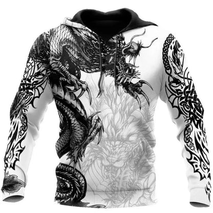 2023 New Autumn Men's Hoodie Wolf Print 3D Sweatshirts Urban Trendy All-Match Oversized Tops Poleron Hooded Clothes Men Clothing