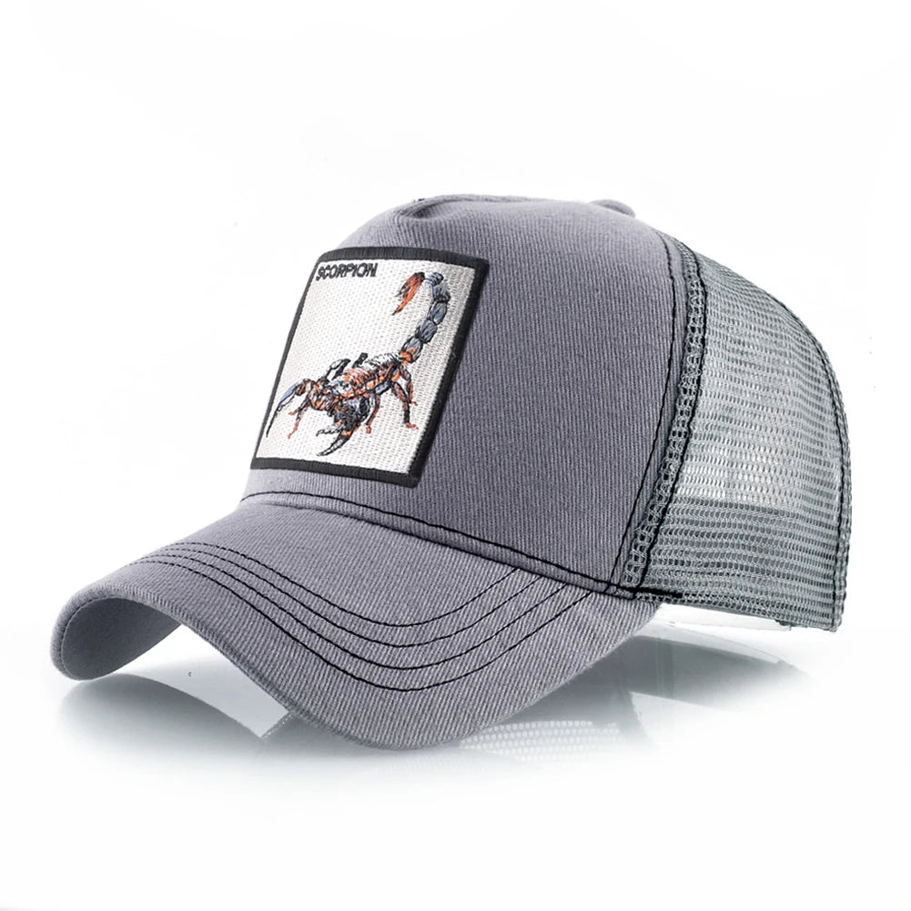 Cappellino da baseball unisex con toppa ricamata a forma di scorpione - Cappellino da baseball da uomo - Cappellino da donna con chiusura a scatto - Cappellino hip hop - Cappellino da esterno traspirante con visiera