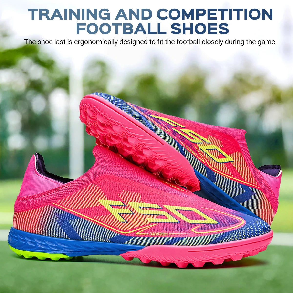 TF Soccer Shoes For Kids Youth PU Fabric Upper Rubber Sole Wear-resistant Non-slip Training Football Boots