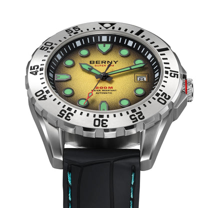 BERNY Automatic Diver Watch for Men Frosted Dial MIYOTA 8215 316L Supper Luminous Sapphire AR Fluororubber Men's Diving Watches