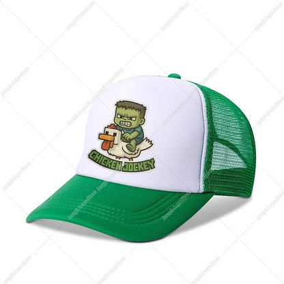 Minecraftes Pixels Kawaii Baseball Cap Boy Cartoon Anime Print Peaked Caps Hip Hop Parent-child Outdoor Mesh Hats Summer Sun Hat