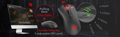Redragon M652 optische 2.4G-Wireless-Maus mit USB-Empfänger, tragbare Gaming- und Office-Maus, 5 einstellbare DPI-Stufen