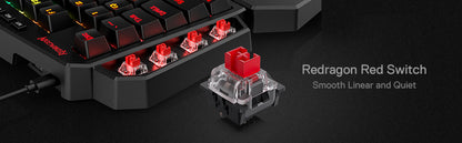 Redragon K585 Wired DITI One-Handed RGB Mechanical Gaming 42 Keys Type-C Gaming Hot-Swappable Wrist Rest Keyboard