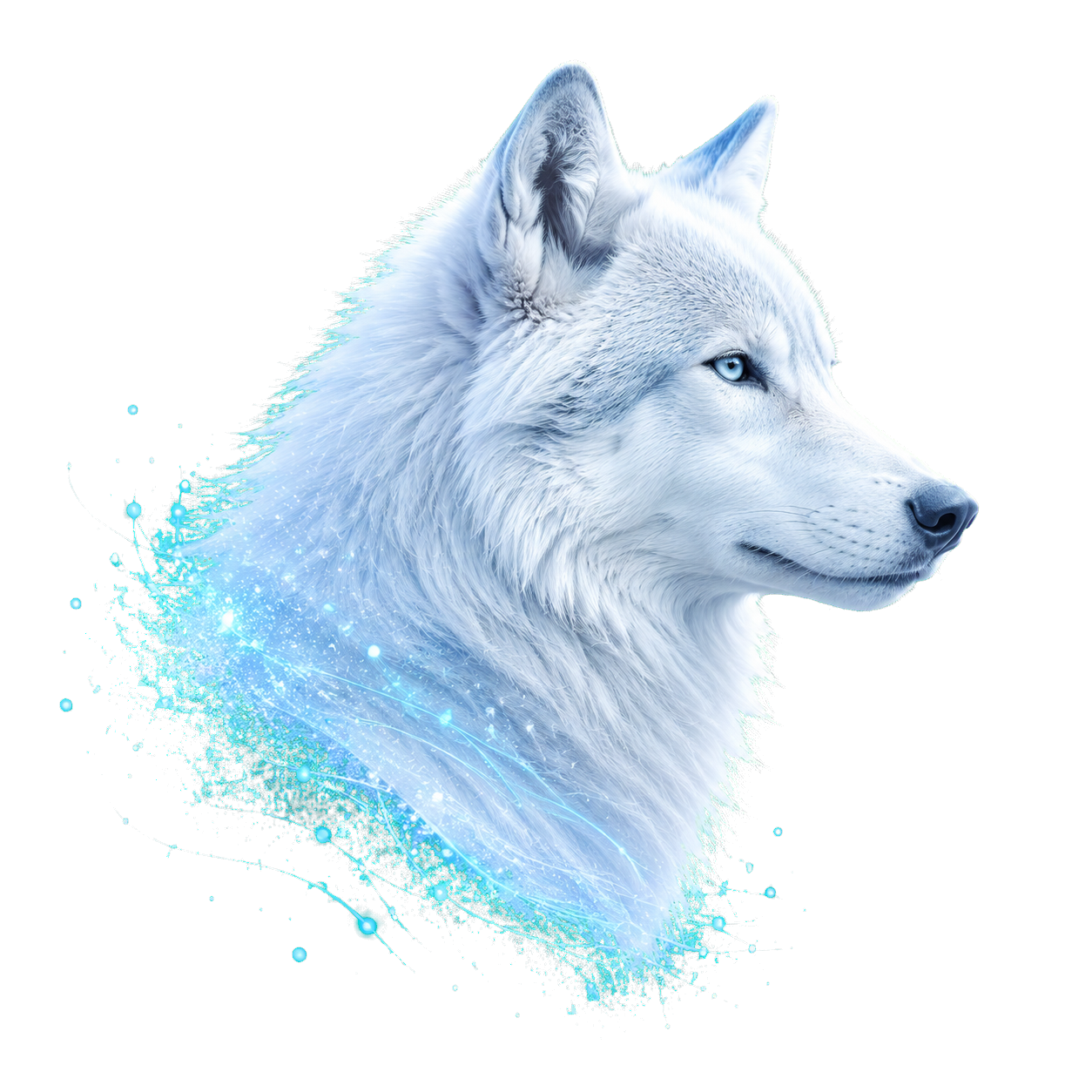 Witte wolf, symbool van bescherming Fraquane